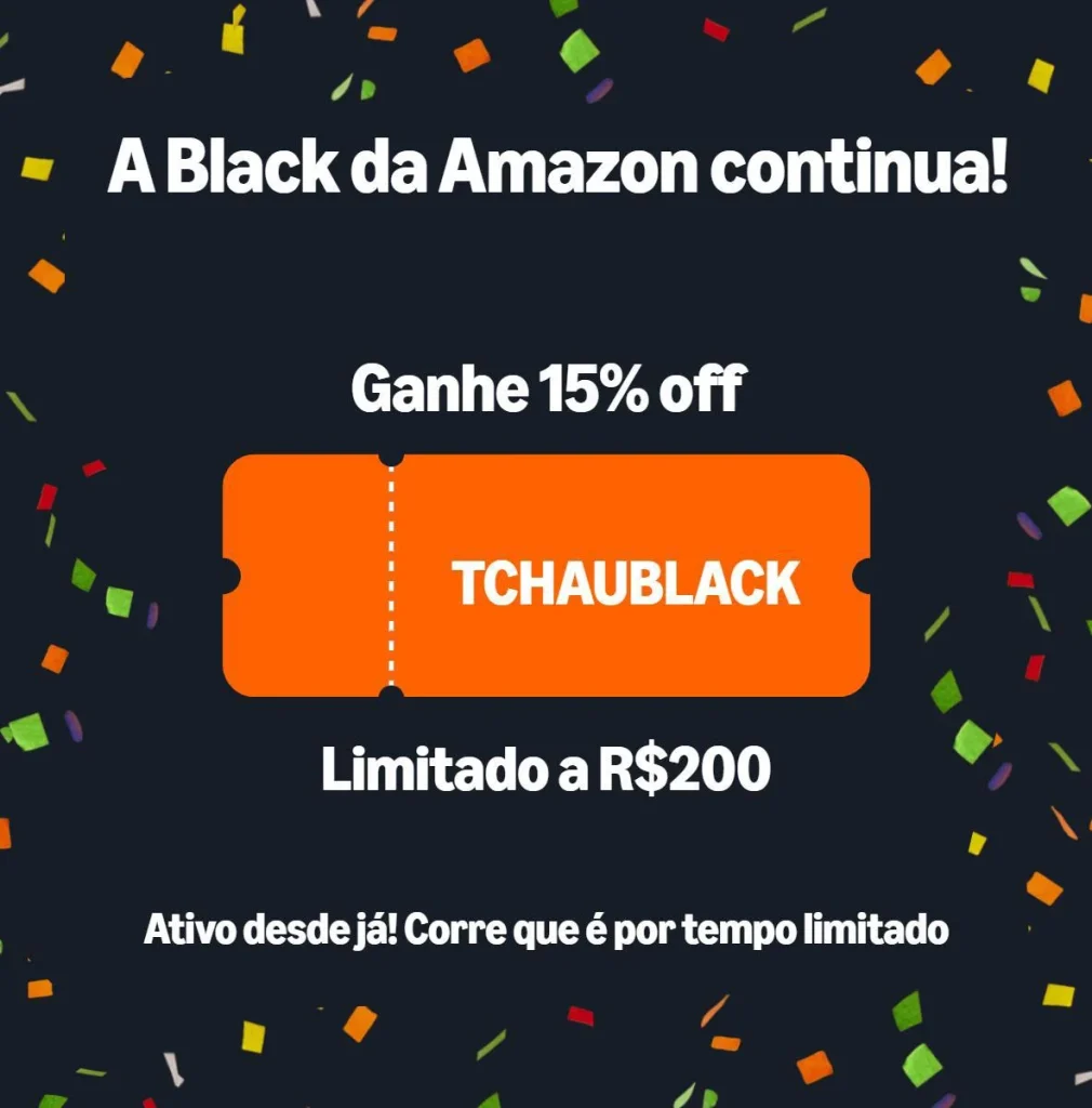 Cupom Digitável Amazon 15% OFF, Limite de desconto R$200