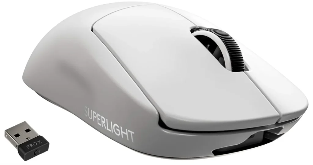Mouse Gamer Sem Fio Logitech G PRO X SUPERLIGHT com Tecnologia LIGHTSPEED, Ultraleve 63g, 5 Botões Programáveis, Sensor HERO 25K e Bateria Recarregável, Compatível com POWERPLAY, Branco, – P910-005941