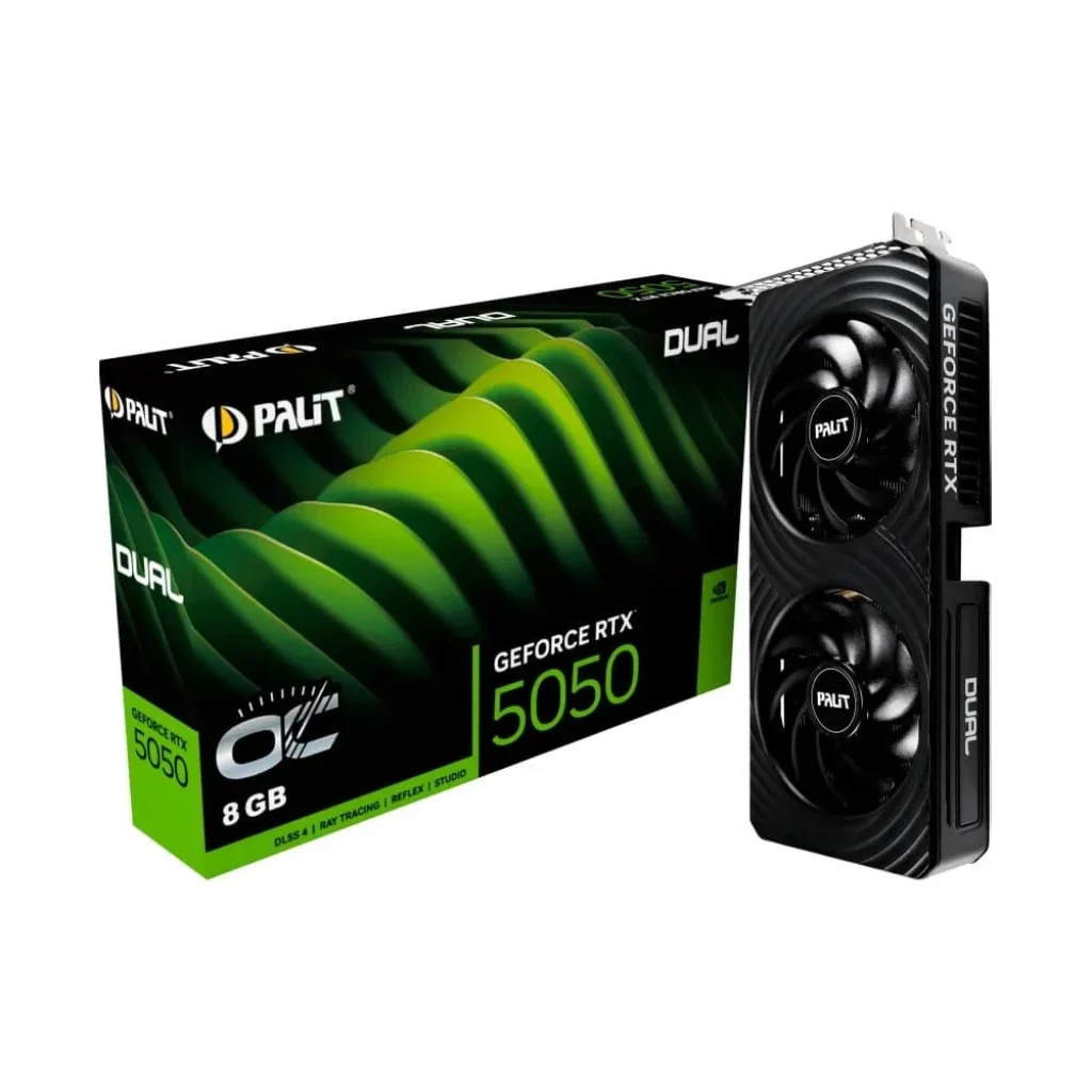 Placa de Vídeo Palit RTX 5050 Dual OC NVIDIA Geforce, 8GB, GDDR6, 2647 MHz, DLSS, Ray Tracing – NE65050S19P1-GB2070D