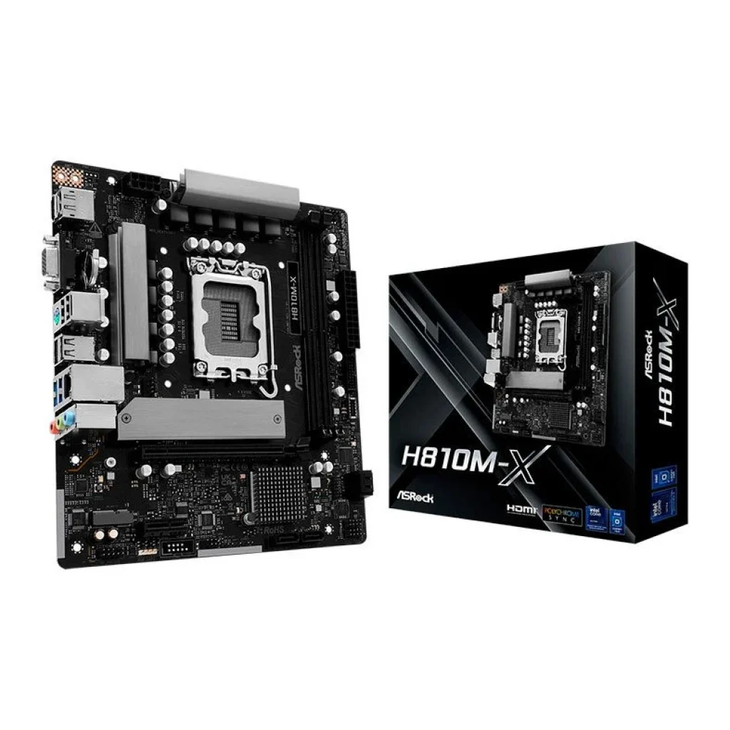 Placa Mae AsRock H810M-X, DDR5, LGA1851, M-ATX, Chipset Intel H810, H810M-X