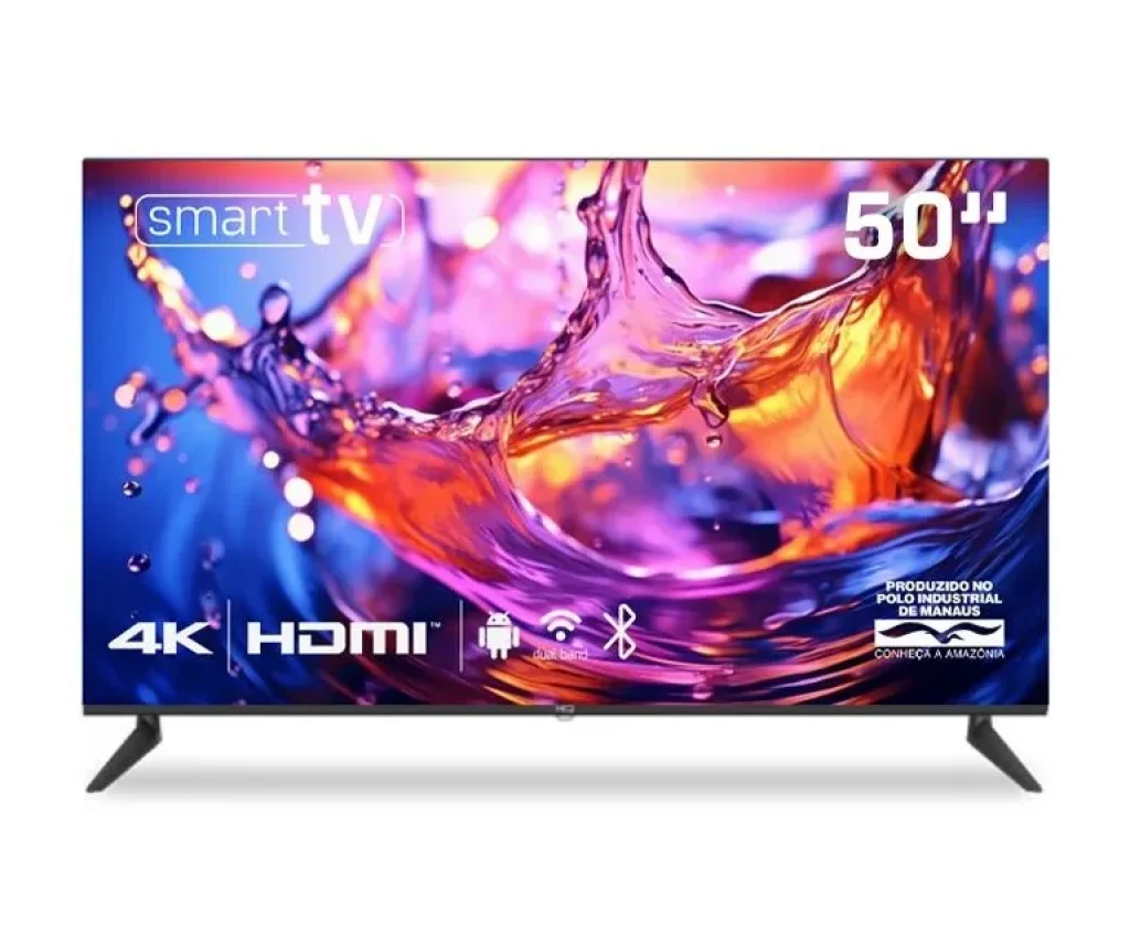 Smart TV 50″ HQ LED UHD 4K, Design Slim, Tela Sem Bordas, Android, 3 HDMI, 2 USB – HQS50NKHM
