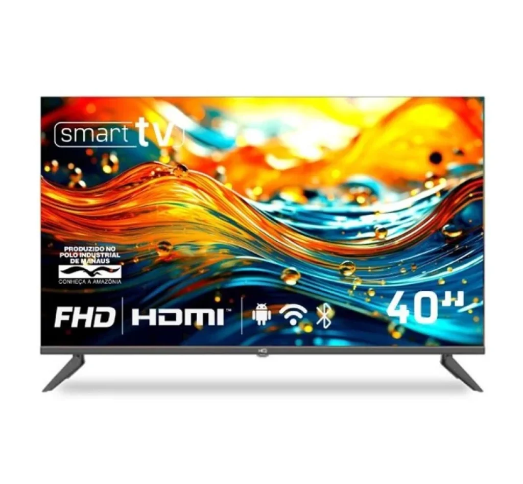 Smart TV HQ 40″ Full HD Design Slim, Tela Frameless, Android TV, HDMI, WiFi, BT – HQS40NKHM
