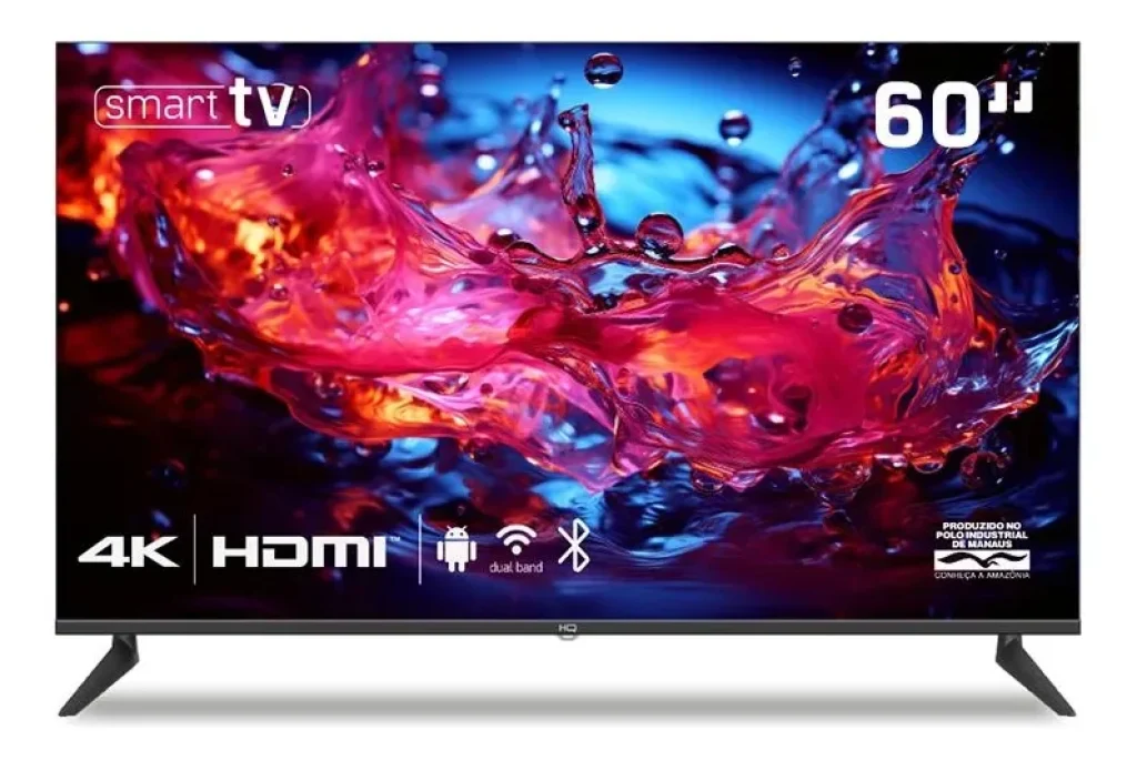 Smart TV HQ 60″ 4K HDR LED Design Slim Sem Bordas Wi-Fi BT Android HDMI USB – HQS60NKHM