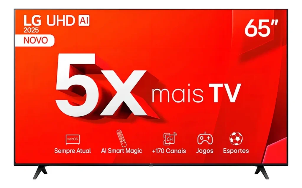 Smart TV LG 4K 65″ LED 4K UHD Pro – Processador IA Alpha5 G7, Alexa/Chromecast, webOS, Controle Smart Magic – 65TU801C0SA
