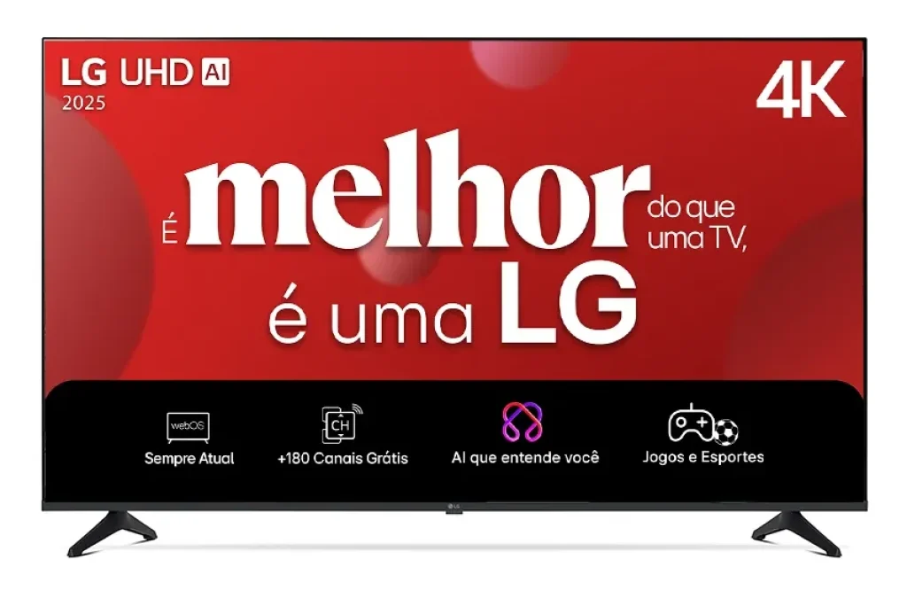 Smart TV LG 65″ 4K UHD UA75 – Processador IA α7 Gen8, 4K Super Upscaling, Controle com Botão IA, webOS 25 – 65UA7500PSA