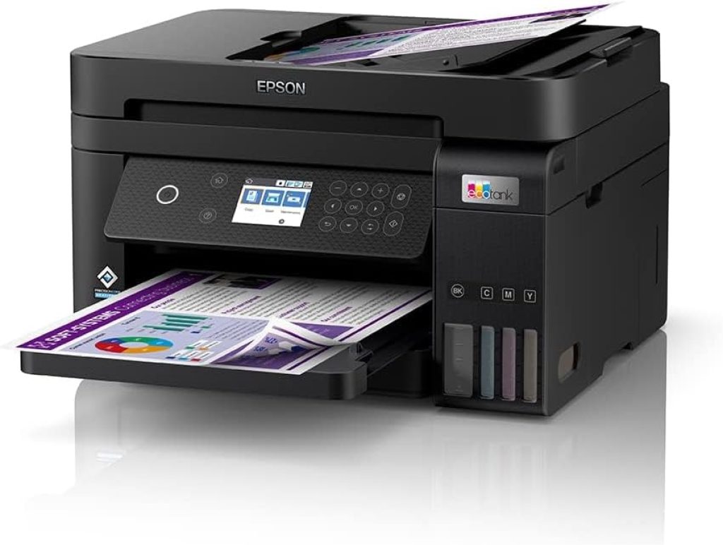 Multifuncional EPSON EcoTank L6270 – Tanque de Tinta Colorida, Painel com Visor de 2,4″, Wi-Fi, Ethernet, Frente e Verso Automático, Alimentador automático, Bivolt, Preto