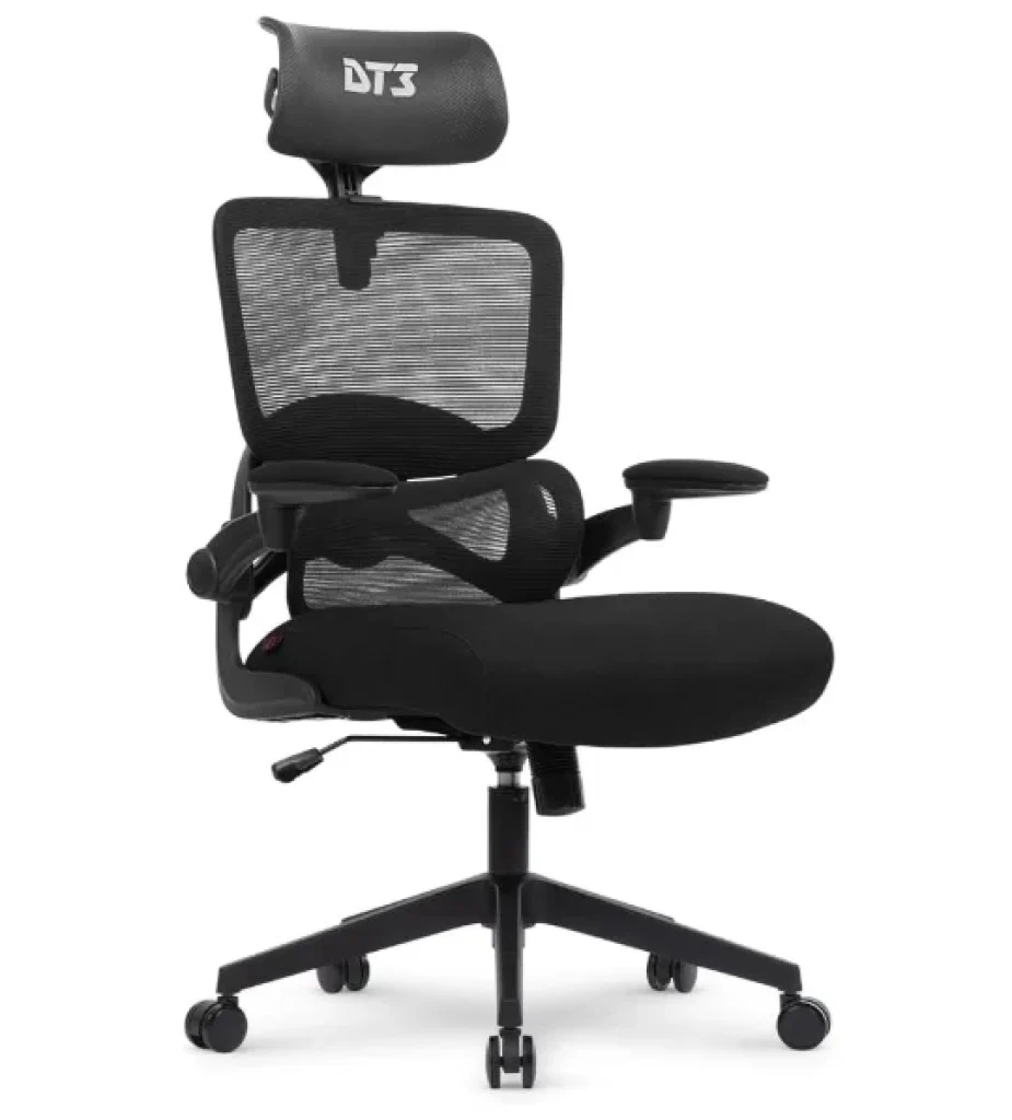 Cadeira Gamer DT3 GTL, ergonomica revestimento tecido Max2Weave™ + Mesh DT3 Vintex-Y™, apoio cabeça 2D, Braço retrátil ate 90º+rotação de até 180°, até 110kg e 1,80m (Black)