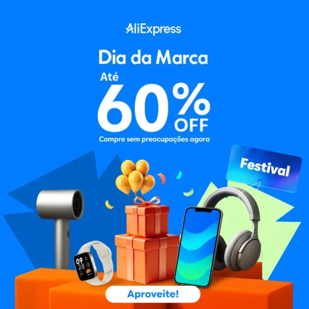 Cupons AliExpress – Dia da Marca com até R$ 470 OFF