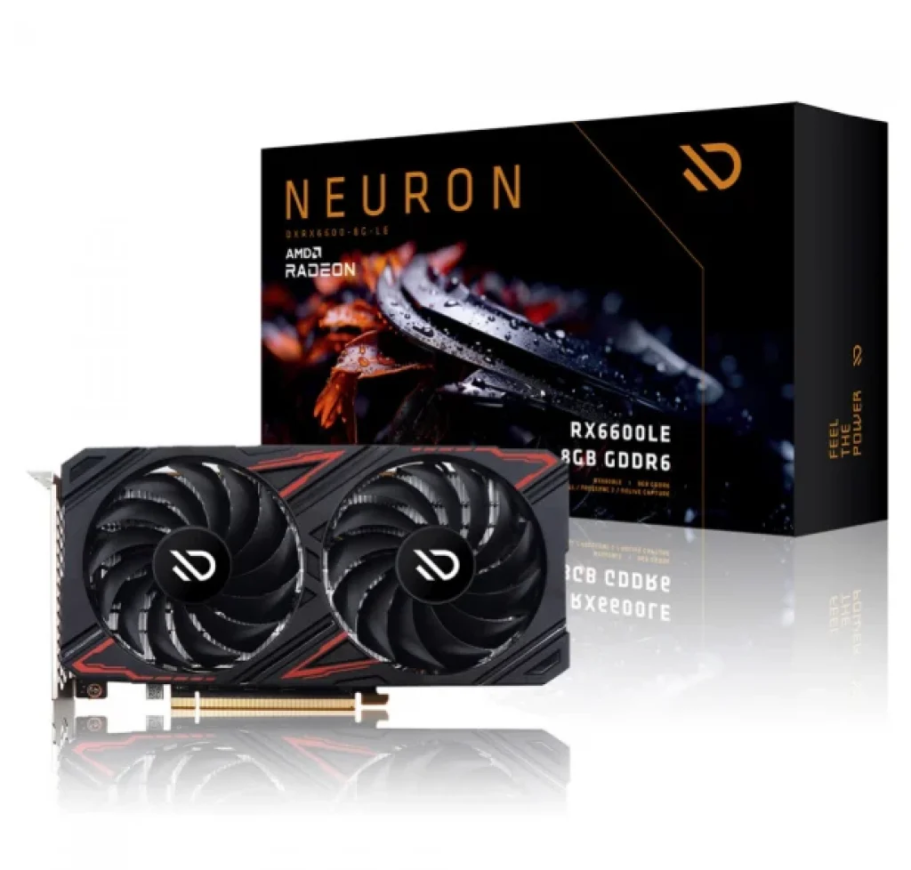 Placa De Vídeo AMD Radeon RX 6600 LE Neuron, 8GB, GDDR6, FSR, Ray Tracing, Preto, DXRX6600-LE