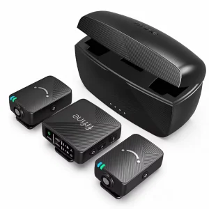 All-in-One Kit Microfone de lapela sem fio FIFINE M9 Cardióide Bateria de 7+23 horas, 2 transmissores, 1 receptor e Case de carregamento, Acompanha case de transporte e acessórios