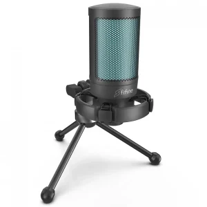 Microfone Gamer Condensador Fifine SuperFrame Edition SFM2, USB, RGB, Black