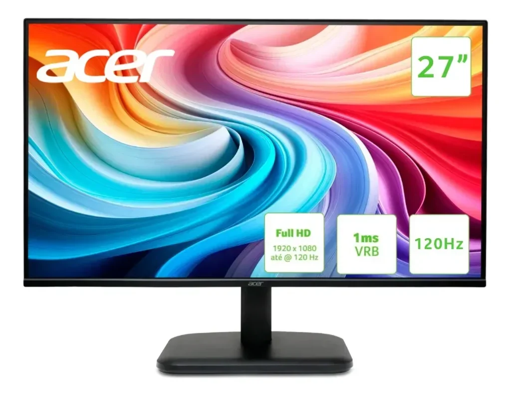 Monitor Acer 27″ IPS 120Hz Full HD Design ZeroFrame Flicker-less FreeSync Preto – EK271 GBI