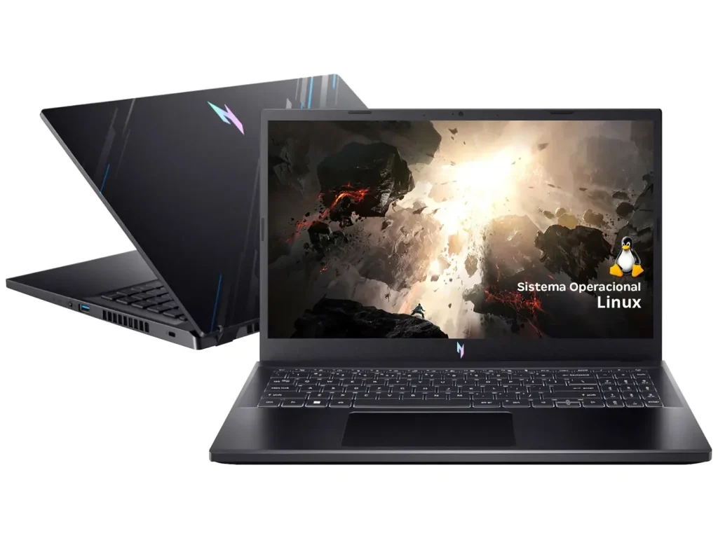 Notebook Acer Gamer Nitro V15 ANV15-51-582R Intel Core i5-13420H 16GB RAM DDR5 512GB SSD Geforce RTX 3050 6GB 15.6 FHD LED IPS 144Hz Preto Retroiluminado Linux