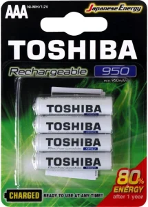 Pilha Recarregável TOSHIBA AAA 1,2V 950mAh TNH3GAE (Cartela com 4 unidades)