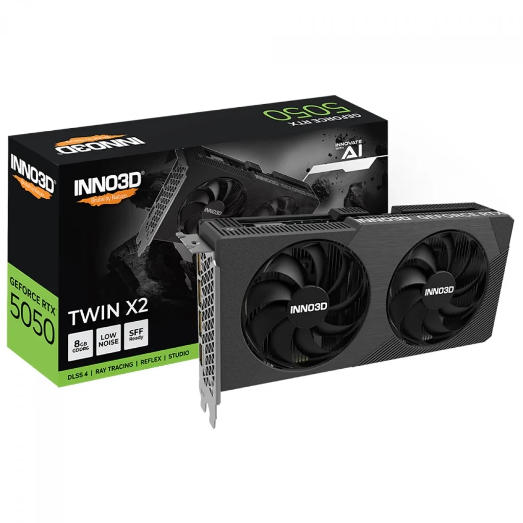 Placa de Vídeo Inno3D NVIDIA GeForce RTX 5050 Twin X2, 8GB, GDDR6, DLSS, Ray Tracing – N50502-08D6-174071N