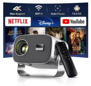 Projetor VEVSHAO A12, Android 11, 720p HD Native, Suporte até 4K, Auto-Foco, WiFi 6, 350 ANSI lumens