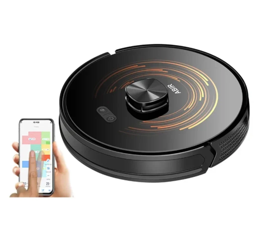 Robô aspirador de pó ABIR X9, navegação à Laser LiDAR, Potência 6500Pa, Mapeamento multi-pavimentos, Esterilização UV Dupla, App, Limpeza Seletiva, Barreira Virtual, Limpeza a Vapor em Y, Voz Português