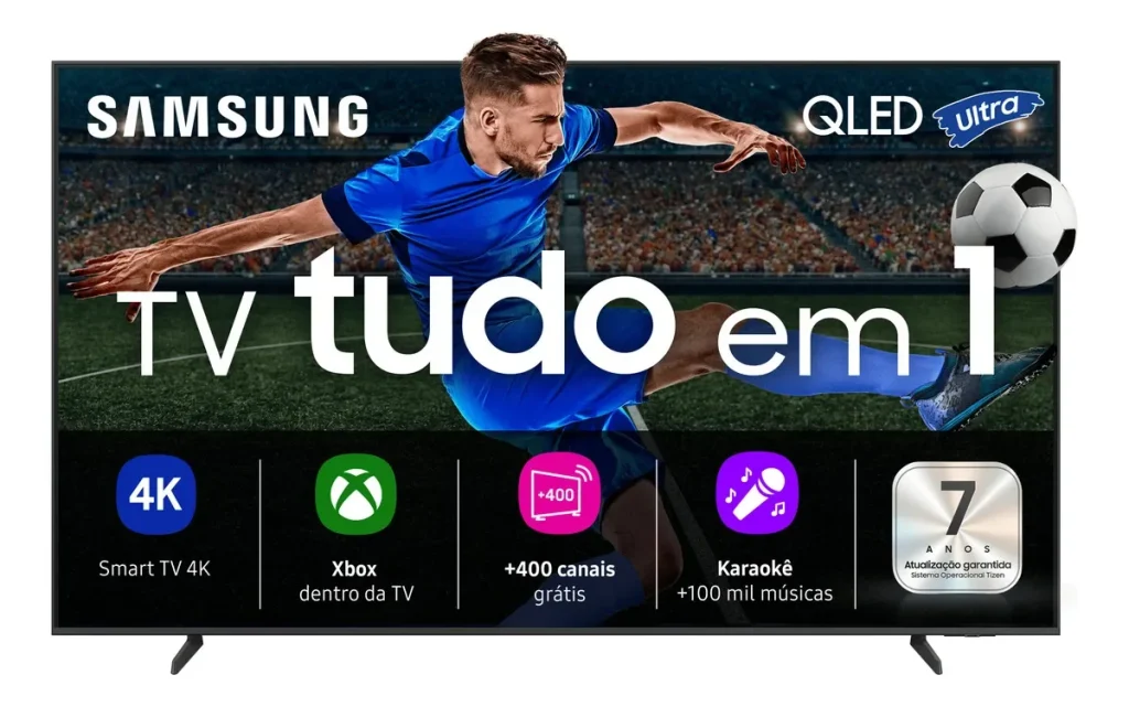 Samsung Vision AI TV 50″ QLED 4K QEF1 2025, Pontos Quânticos, Processador com AI, Art Store, Alexa – QN50QEF1AGXZD