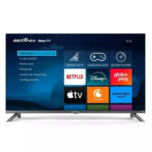 Smart TV 40” LED Britânia Roku TV Assistente de Voz Dolby Audio HDMI ARC USB – BRI-BTV40M9GR2CGB-SG