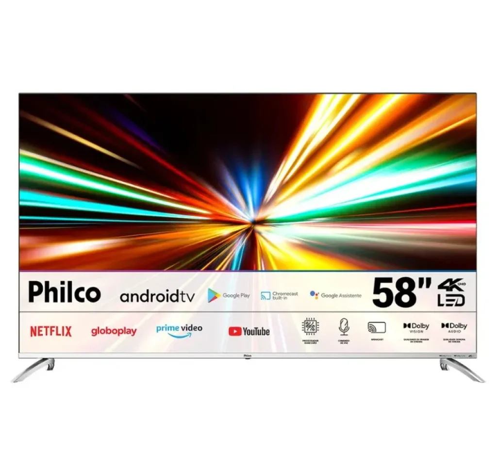 Smart TV 58″ Philco LED 4K Google TV HDR10 Wi-Fi BT5.1 Bivolt – PTV58G7PAGCSBL