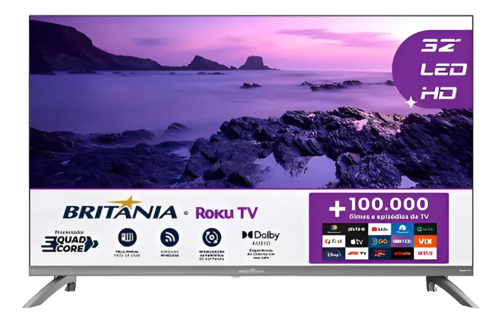 Smart TV Britânia 32″ HD LED Dolby Audio Roku TV – B32CRA