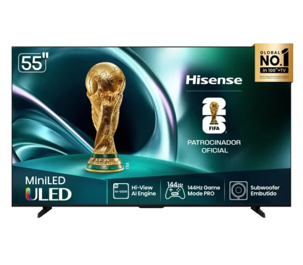 Smart TV Hisense MiniLED 4K 55″ Polegadas U7QG com Processador AI, Filmmaker and Game Mode, Alexa e Wi-Fi – 55U7QG