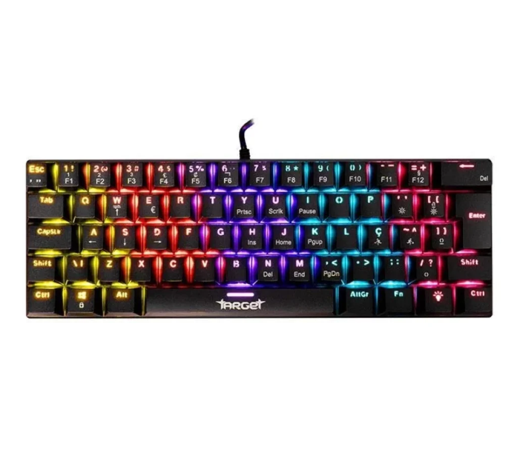 Teclado Mecanico TGT Sherman V3 C1, Rainbow, ABNT2, Switch Vermelho, Preto – TGT-SHRC-RD01