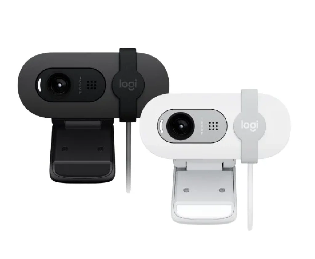 Webcam Full HD Logitech Brio 100 com Microfone Integrado, Proteção de Privacidade, Correção Automática de Luz e Conexão USB-C – Grafite
