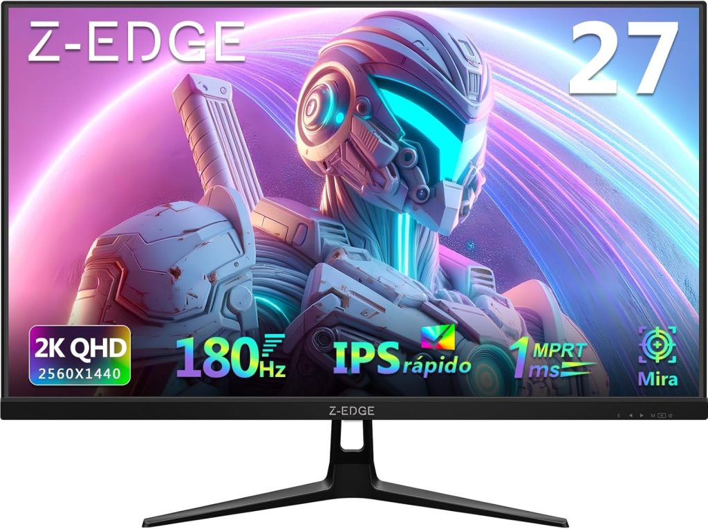 Monitor Gamer Curvo 27 polegadas 2K, 180Hz, QHD 2560 x 1440, IPS rápido 1 ms, FreeSync, 350 CD/m², 94% DCI-P3 HDR10, HDMI 2.0×2/DP 1.4×2, Suporte VESA, Sem Bordas