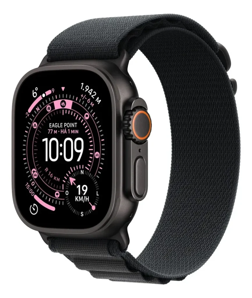 Apple Watch Ultra 3 GPS + Cellular • Caixa preta de titânio – 49 mm • Pulseira loop Alpina preta – M