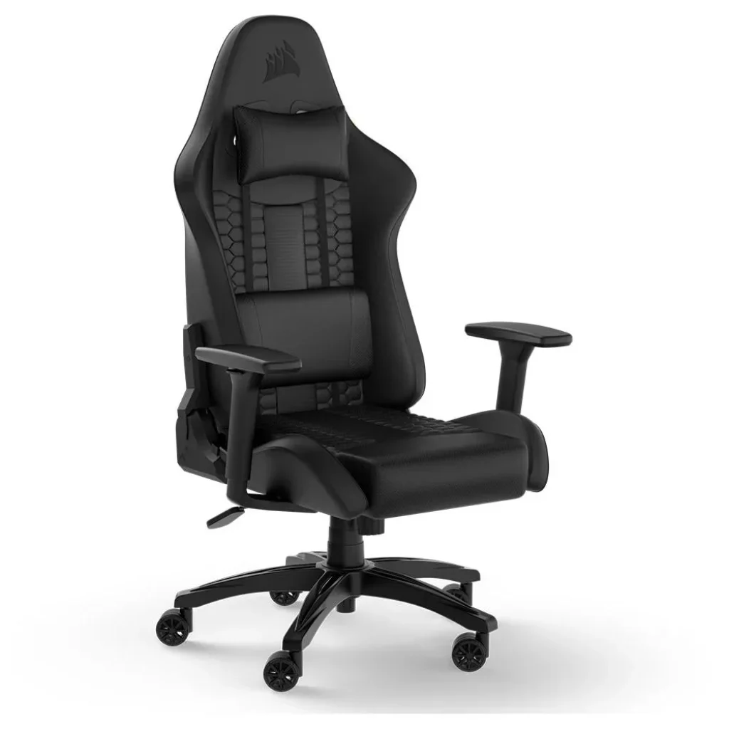 Cadeira Gamer Corsair TC100 Relaxed Leatherette, Até 120Kg, Com Almofadas, Reclinável, Cilindro de Gás Classe 4, Preto – CF-9010050-WW