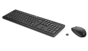 Combo de Teclado e Mouse Ergonômico Sem Fio HP 230 – com Dongle USB Wireless, Digitação Silenciosa, Design Elegante, Até 12 Meses de Bateria, Layout BR, Preto (18H24AA#AC4)