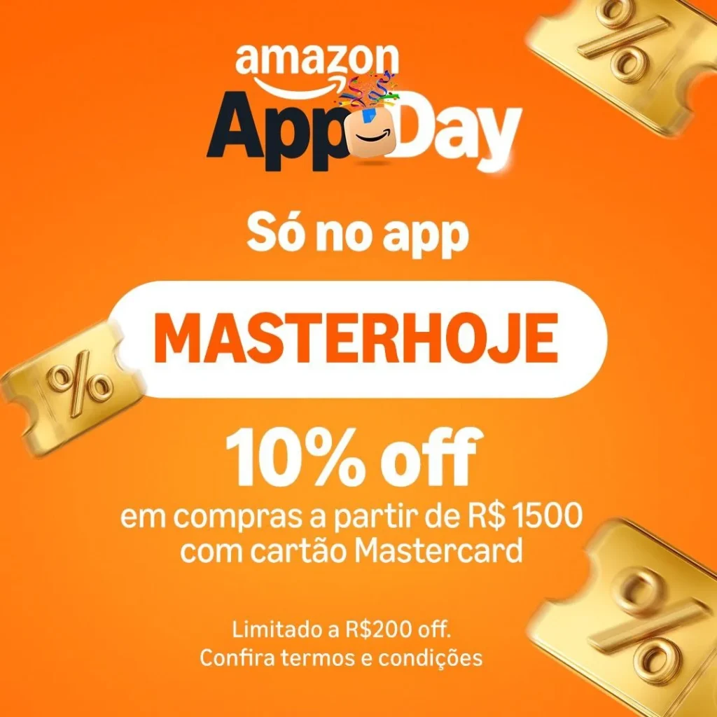 Cupom Amazon 10% OFF em compras com Mastercard a partir de R$500, Limitado a R$300