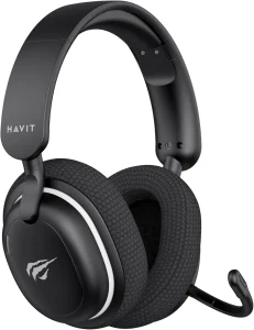 Headset Gamer Havit Fuxi H7SE, Sem Fio 2.4GHz e Bluetooth, Drivers 40mm, Microfone Destacável, 43h de Bateria, Preto, Compatível com PC, PS4, PS5, Switch
