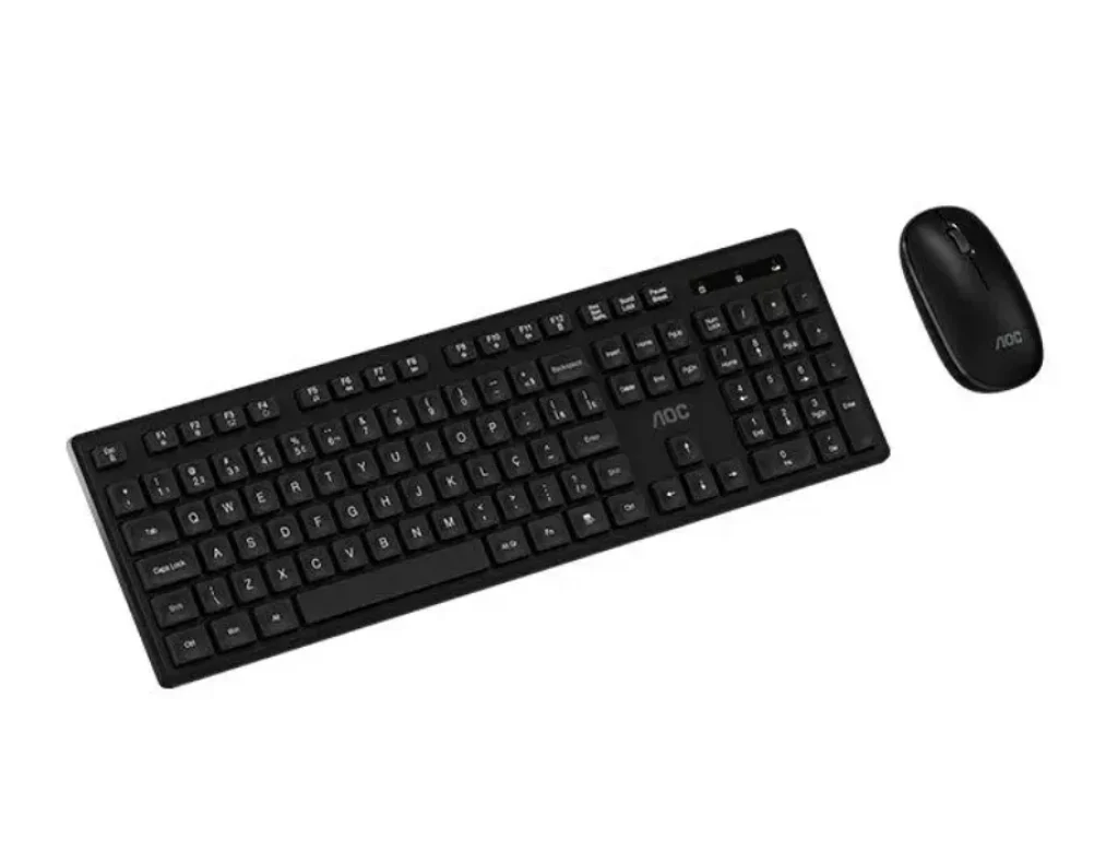 Kit Teclado e Mouse Sem Fio AOC 2.4G Wireless Set, Preto – KM300 BK