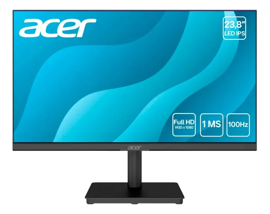 Monitor Acer LED 23,8″ Full HD, Zero Frame, 100Hz FreeSync Preto HDMI VGA – MK241Y FLT