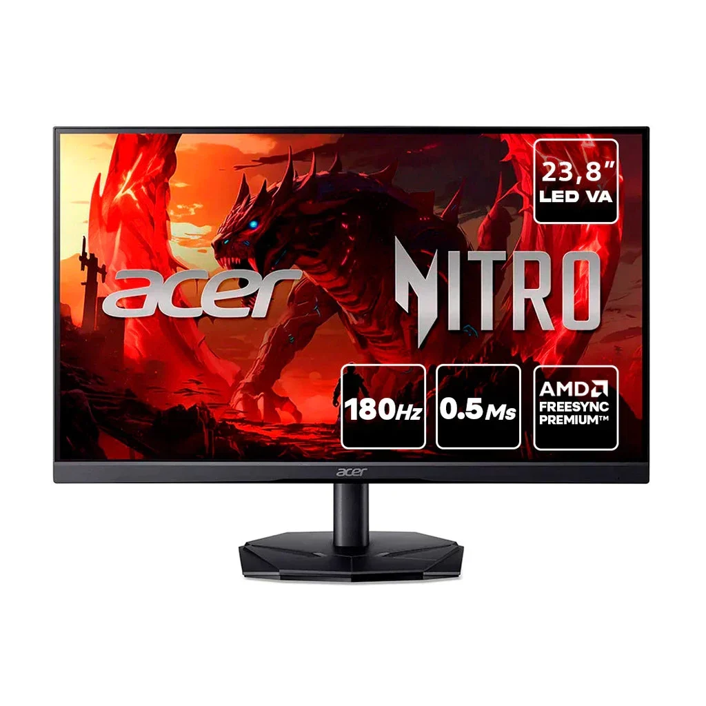 Monitor Gamer Acer Nitro 23.8” LED Full HD 180 Hz 0.5 ms VA – KG241Y P3bip