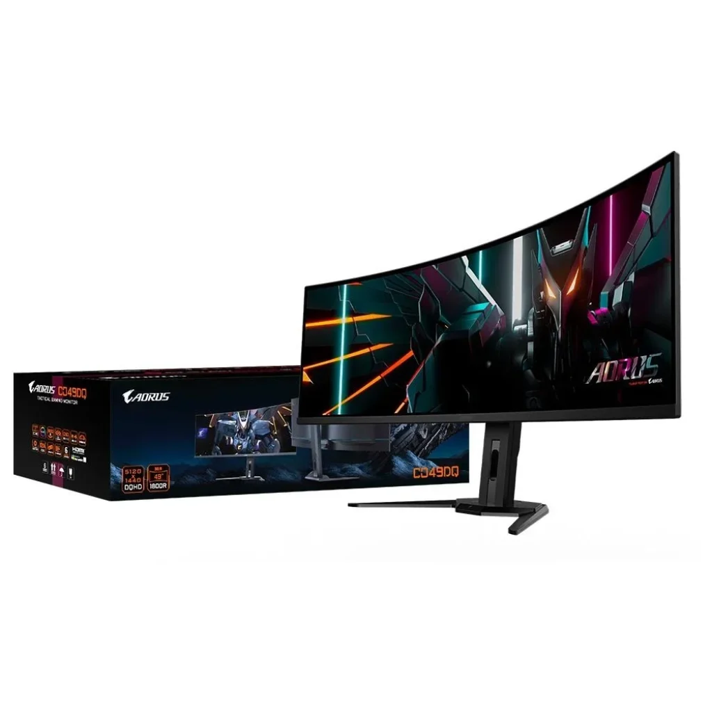 Monitor Gamer Gigabyte AORUS QD-OLED 49″, DQHD, 144Hz, 0.03ms, FreeSync Premium Pro, HDR 400, Altura Ajustável, Som Integrado – CO49DQ-SA