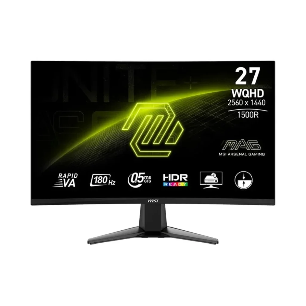 Monitor Gamer MSI MAG, 27 Pol, Curvo, Full HD, Rapid VA, 0.5ms, 280Hz, 102% sRGB, HDMI/DP – 27CQ6F