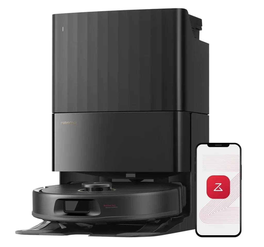 Robô Aspirador e esfregão roborock Qrevo S5V, esfregão de borda FlexiArm, sucção de 12.000Pa, sistema duplo de emaranhamento zero, prevenção de obstáculos inteligente, elevação de esfregão de 10 mm