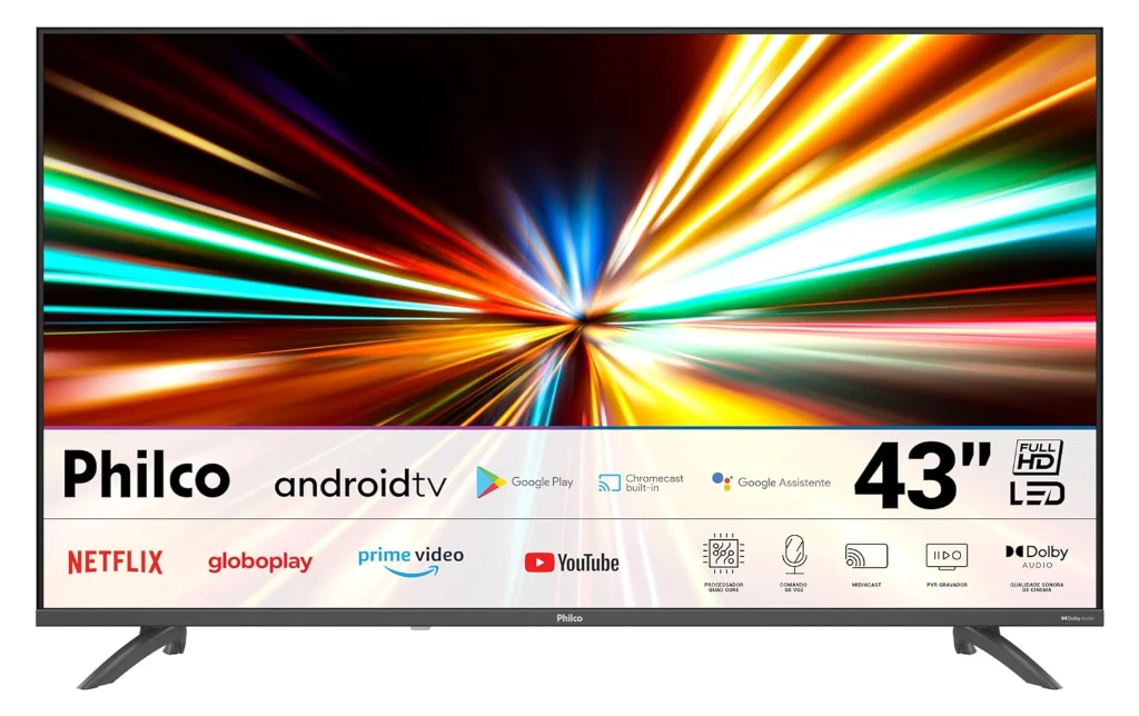 Smart TV 43" Philco Android TV Full HD Borda Infinita P43EAA - Boletando