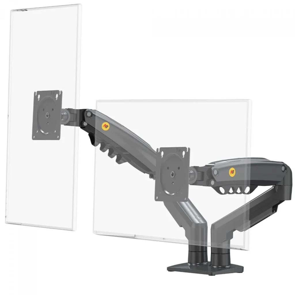 Suporte de Mesa North Bayou F160, Articulado, Com Pistão, Para 2 Monitores 17 Até 27 Pol, Preto