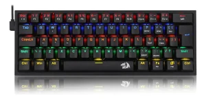 Teclado Mecânico Gamer Redragon Fizz Rainbow Switch Marrom DIY, Preto, USB-C – K617-R (PT-BROWN)