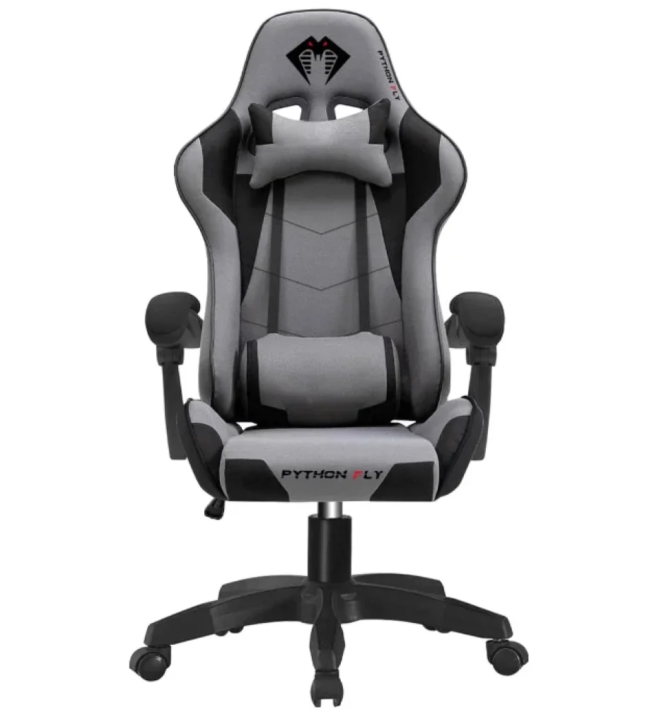 Cadeira Gamer Python Fly em tecido, respirável e ecológica, ângulo ajustável (Cinza Escuro)