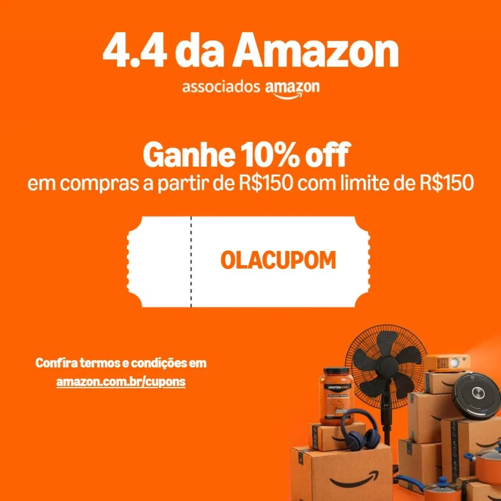 Cupom Amazon 10% OFF em compras a partir de R$800, Limitado a R$200