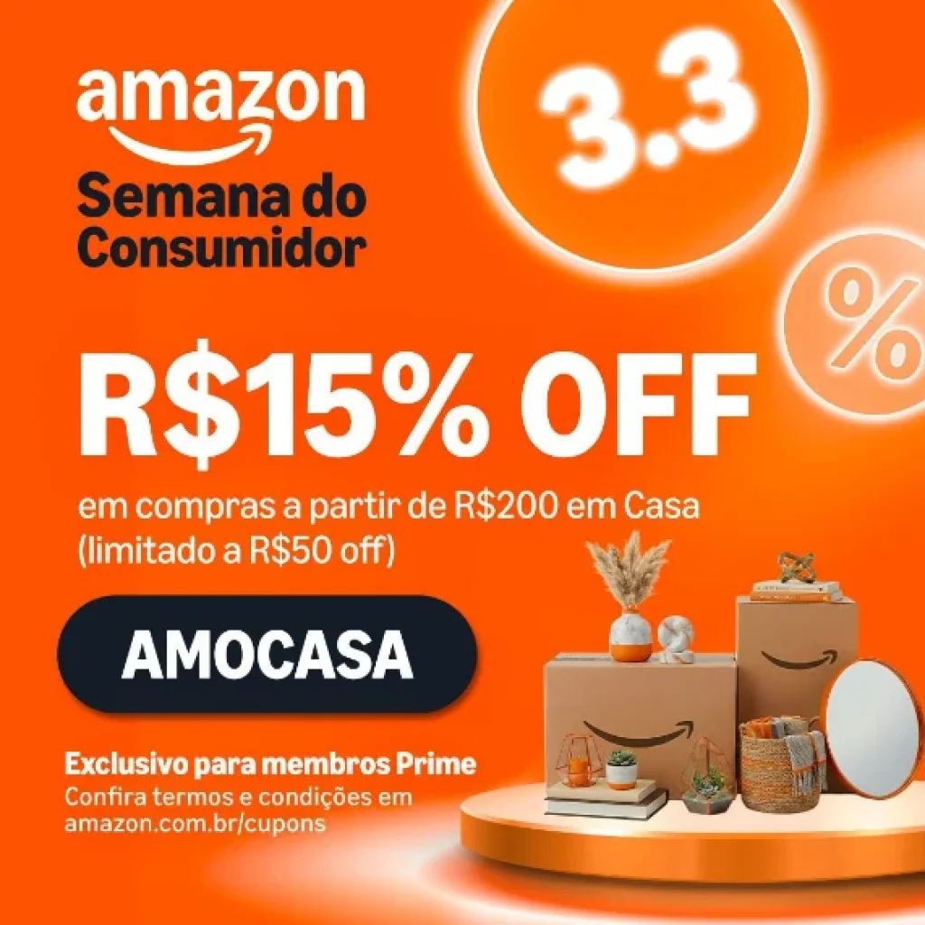 Cupom Amazon 15% OFF OFF acima de R$200 em Casa, Cozinha e Construção