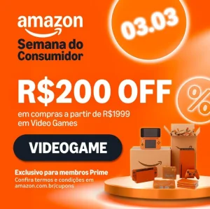 Cupom Amazon R$200 OFF acima de R$1999 em Video Games