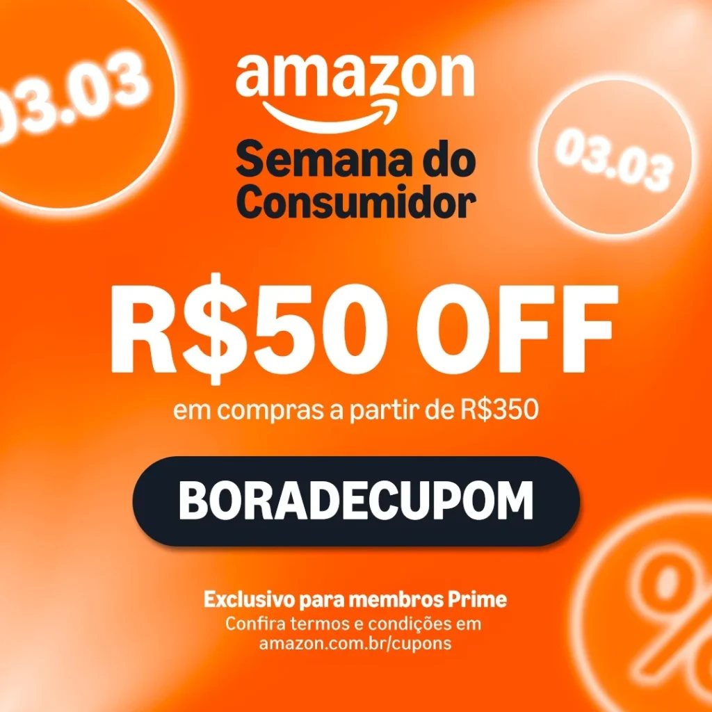 Cupom Amazon R$50 OFF acima de R$350