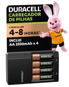 DURACELL – Carregador de Pilhas Recarregáveis AA e AAA Com 4 Pilhas AA