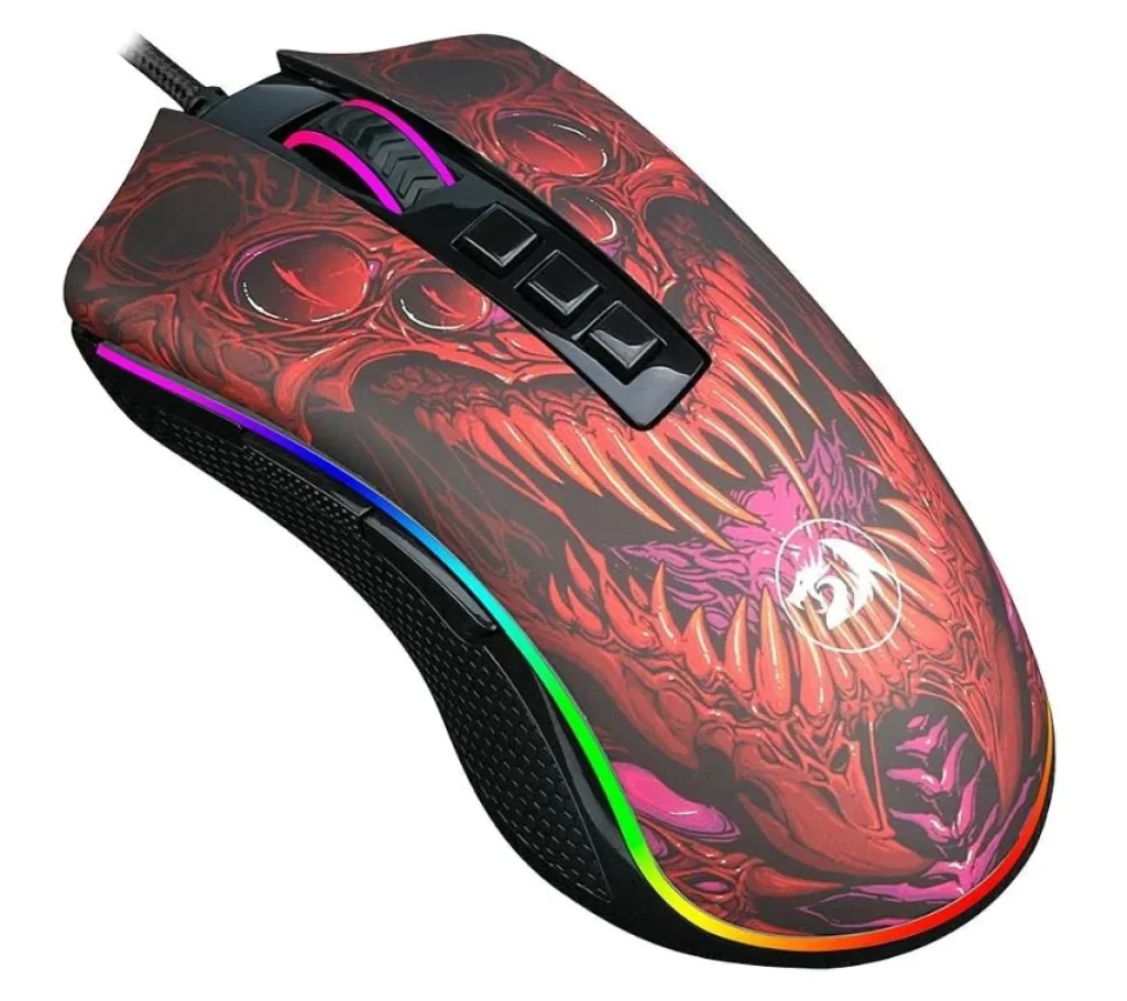 Mouse Gamer Redragon Infernal Dragon Ryu, 8 Botões, RGB, 16000DPI, Sensor PMW3389, Preto e Vermelho – ID711
